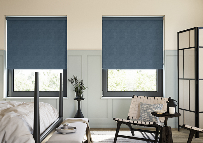 Flori Faux Suede (Blackout), Blue Jean - Twist&Fit Roller Blind - Image 3